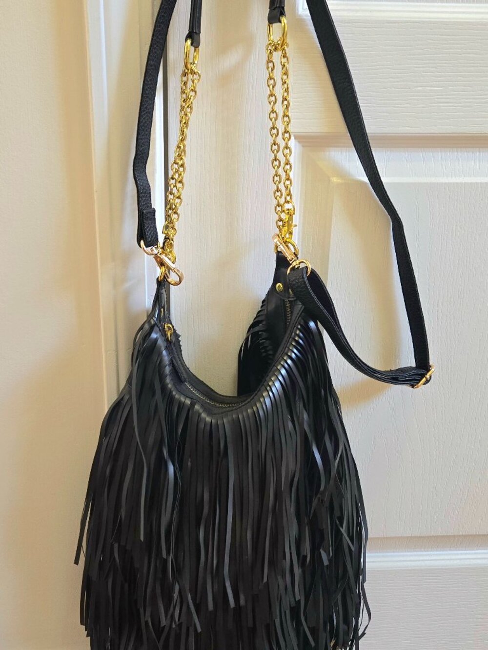Black fringe bohemian satchel
